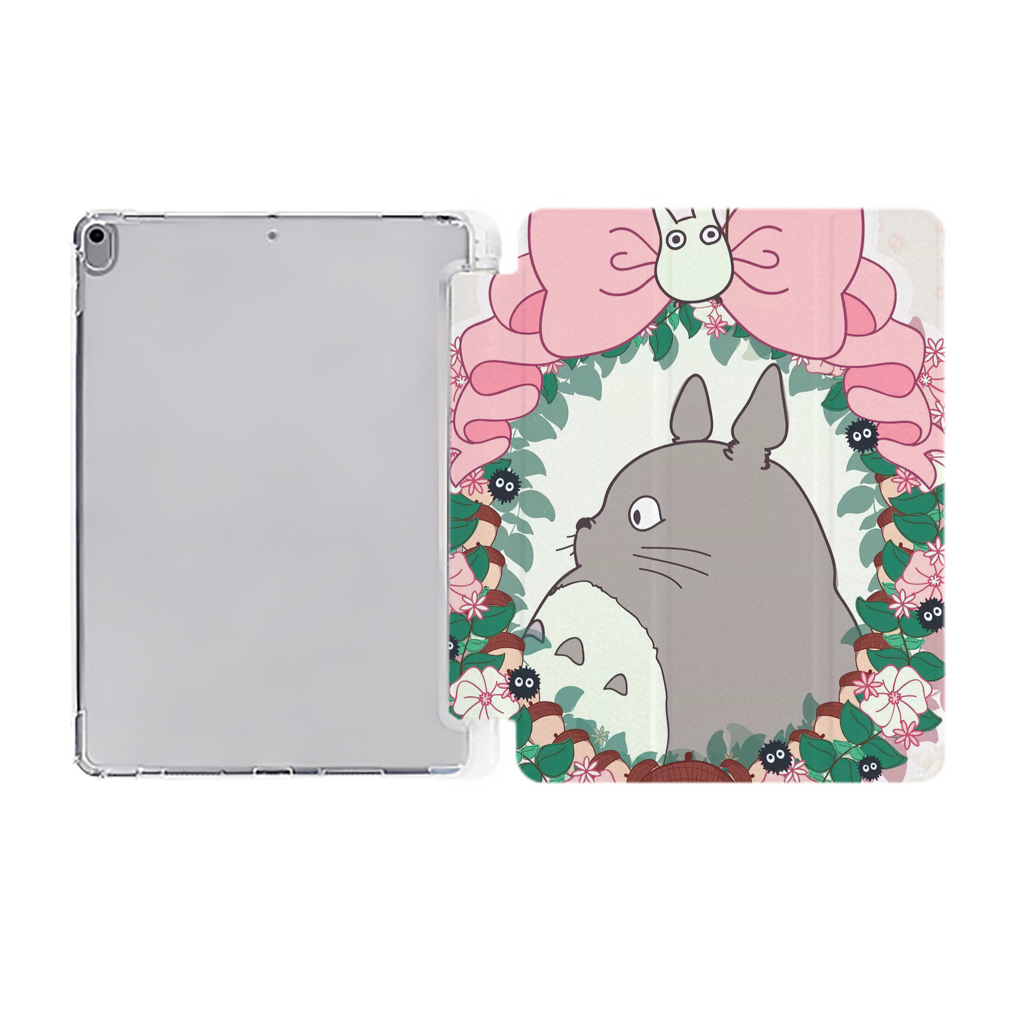 （画像用） となりのトトロ 草壁メイ 草壁サツキ My Neighbor Totoro Satsuki Kusakabe Mei Kusakabe IPad ケース ペン収納付き 三つ折りスタンド PUレザー×シリコン 対応機種9.5/10.5/10.9インチ